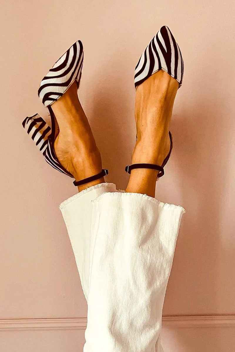 Zebrina™ | Sandaloi à talon moyen avec bride et imprimé zèbre