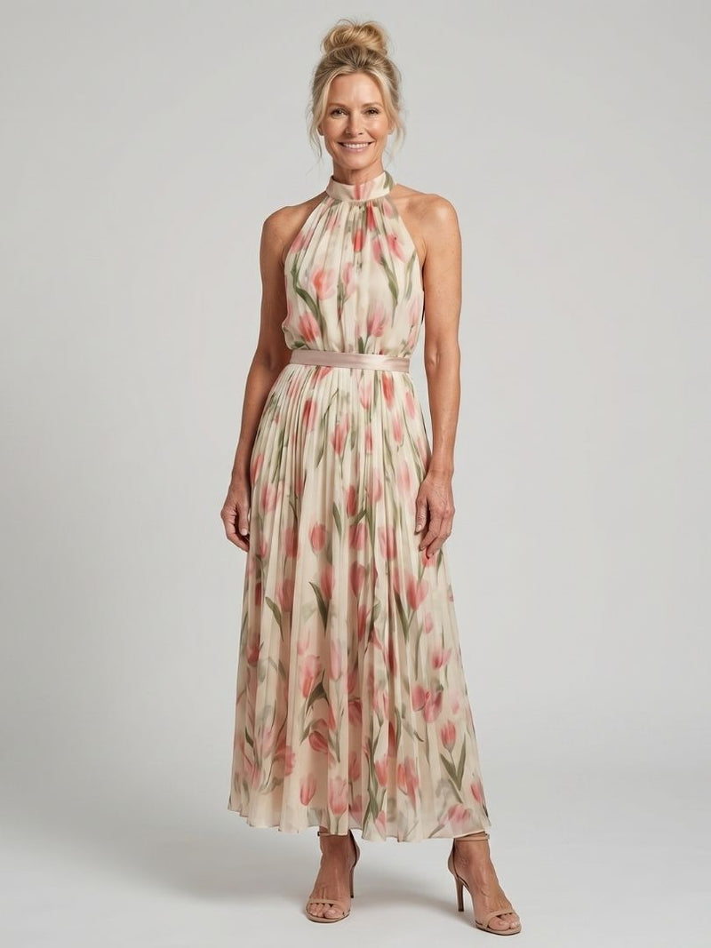 Aurelle | Abito Midi Floreale con Scollo all'Americana