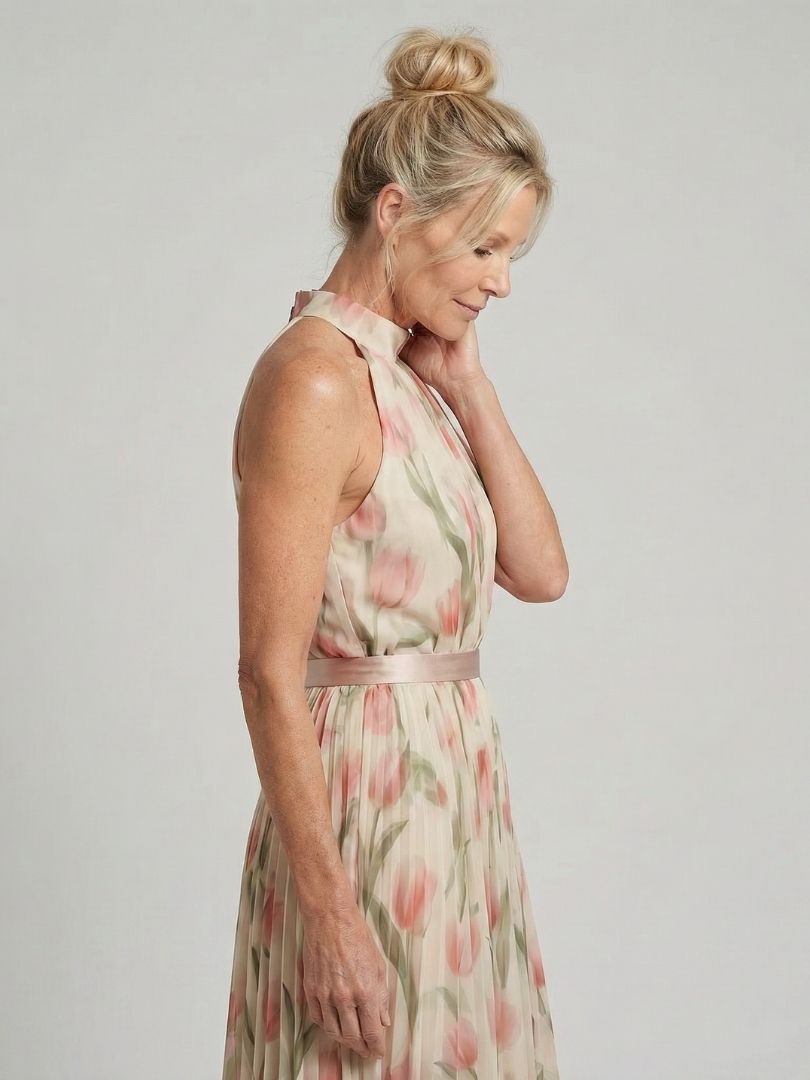 Aurelle | Abito Midi Floreale con Scollo all'Americana