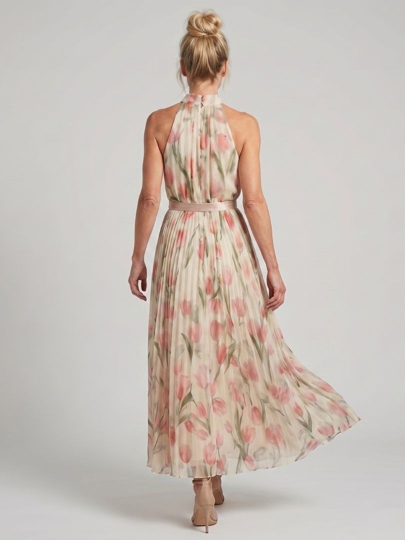 Aurelle | Abito Midi Floreale con Scollo all'Americana