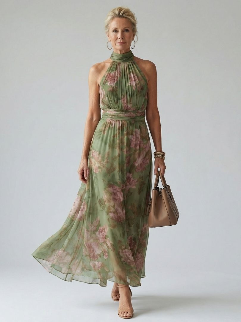 Mirelle | Abito Midi con Scollo all'Americana e Corpino Arricciato