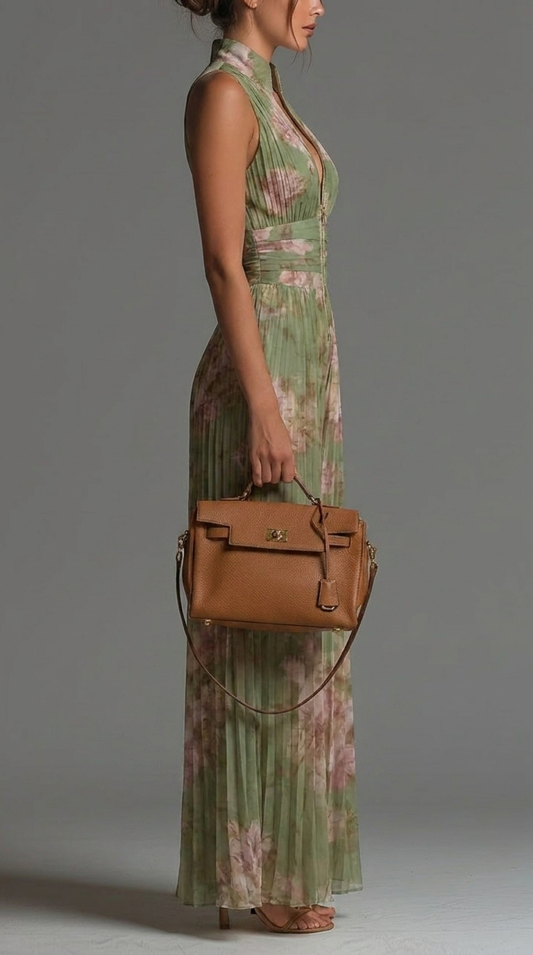 Tuta Floreale in Chiffon Plissettato